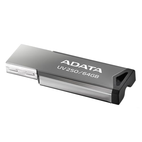 ADATA 64 GB Memoria Flash USB 2.0 Color Plata con Negro (Modelo UV250)