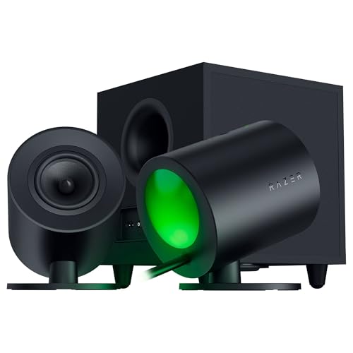 Razer Bocinas Para PC Nommo V2, Audio Espacial THX, Subwoofer 5.5" ,Para Una Experiencia Sonora Envolvente-Bocinas para laptop , RGB Chroma gamer (Reacondicionado)