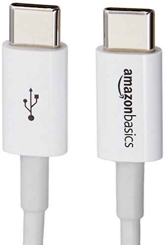 AmazonBasics Cable USB tipo C a USB tipo C - 6 pies (1.8 metros), color blanco
