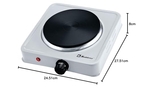 Parrilla eléctrica Koblenz de 1 Quemador de Disco de Hierro para una Mayor Distribución de Calor, Termostato de Seguridad, 5 Niveles de Calentamiento, Indicador Luminoso (PEKM-1000 HG)
