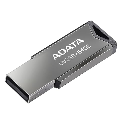 ADATA 64 GB Memoria Flash USB 2.0 Color Plata con Negro (Modelo UV250)