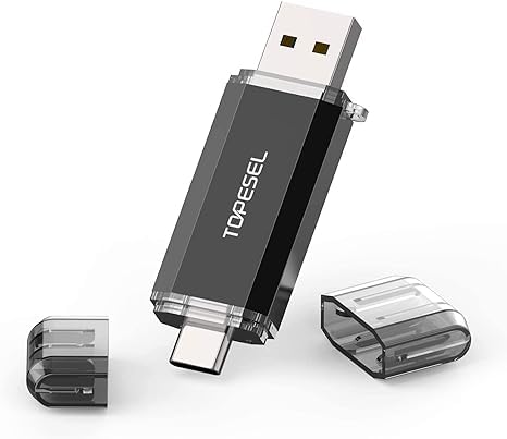 TOPESEL 64GB Tipo C Memoria Flash C USB Doble Dos en uno USB C Pulgar USB 3.0/3.2 Gen1 Memoria C USB con LED para Compartir fácilmente Datos Entre PC y teléfonos Inteligentes Android (64, GB)