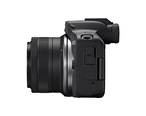 Canon EOS R50 Cámara de vlogging sin espejo (negro) con RF-S18-45mm F4.5-6.3 es STM y RF-S55-210mm F5-7.1 es lente STM, 24.2 MP, video 4K, detección y seguimiento de sujetos, compatible con smartphone