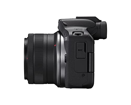 Canon EOS R50 Cámara de vlogging sin Espejo (Negro) con RF-S18-45mm F4.5-6.3 es Lente STM, 24.2 MP, Video 4K, detección y Seguimiento de Temas, Compacto, conexión de Smartphone, creador de Contenido