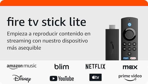 Amazon Fire TV Stick Lite con la más reciente generación control remoto por voz Alexa | Lite (no controla la televisión), dispositivo de streaming en HD