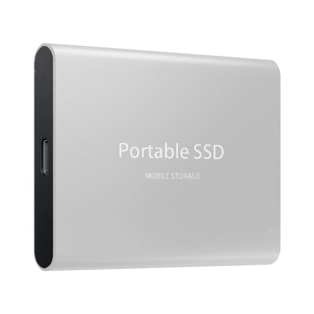 YEVDCVZX Disco Duro Externo 2 TB ssd,Memoria Externa con Cable USB 3.1 y Adaptador para Celulares,Alta Velocidad de Almacenamiento de Dato,Compatible con Portátil,Smartphone,Mac y PC (Plata, 2, TB)
