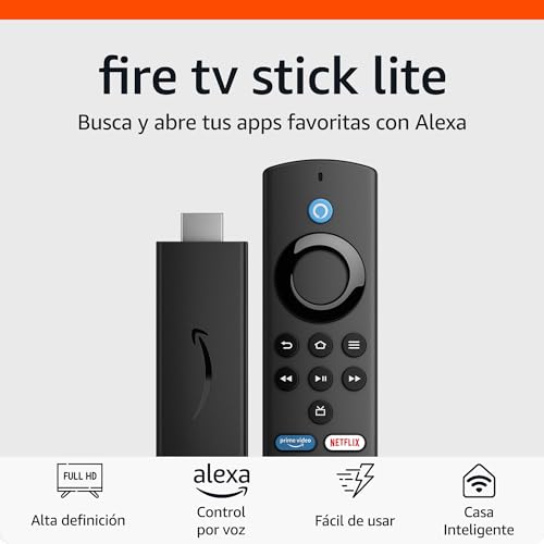 Amazon Fire TV Stick Lite con la más reciente generación control remoto por voz Alexa | Lite (no controla la televisión), dispositivo de streaming en HD
