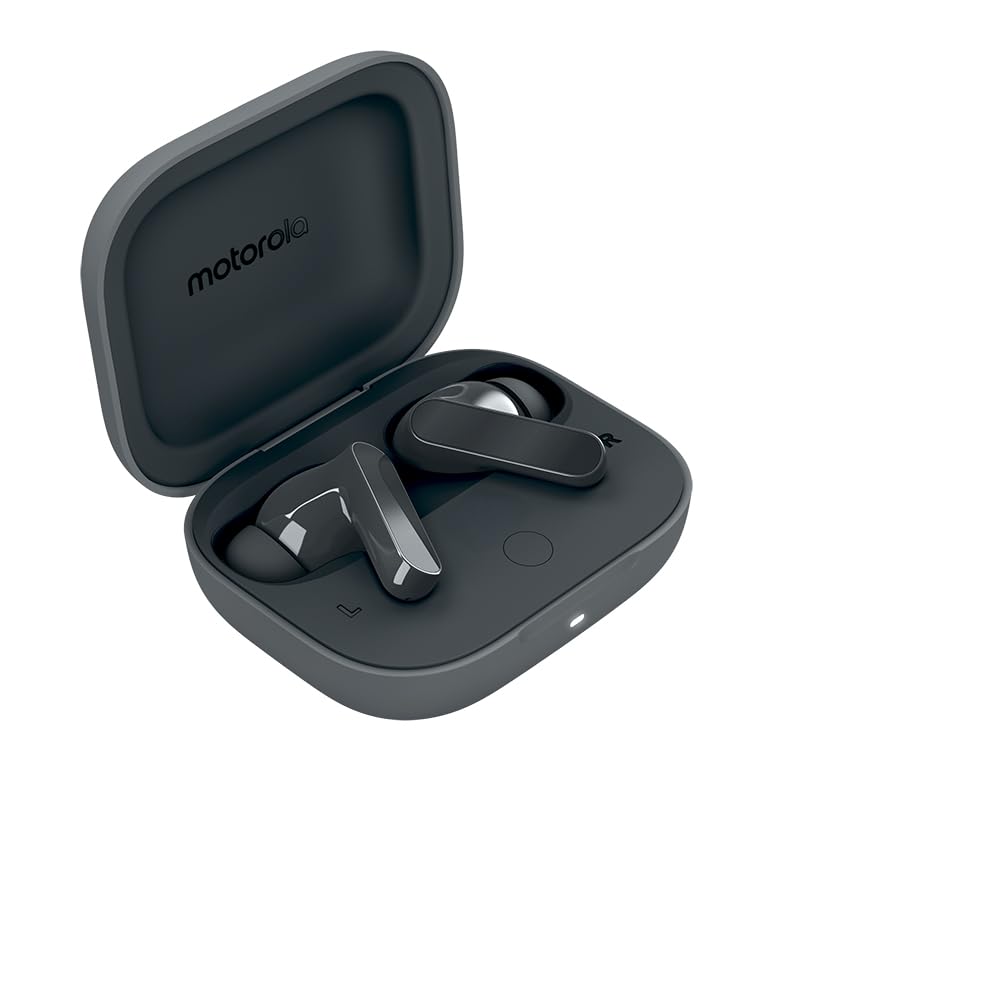Audífonos Moto Buds Bass, cancelación de Ruido Inteligente, ultraligeros y Repelente al Agua Negro