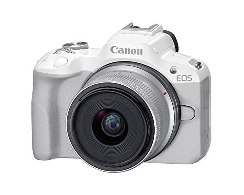 Canon Cámara EOS R50 Blanco con Lente RF-S 18-45mm F4.5-6.3 IS STM
