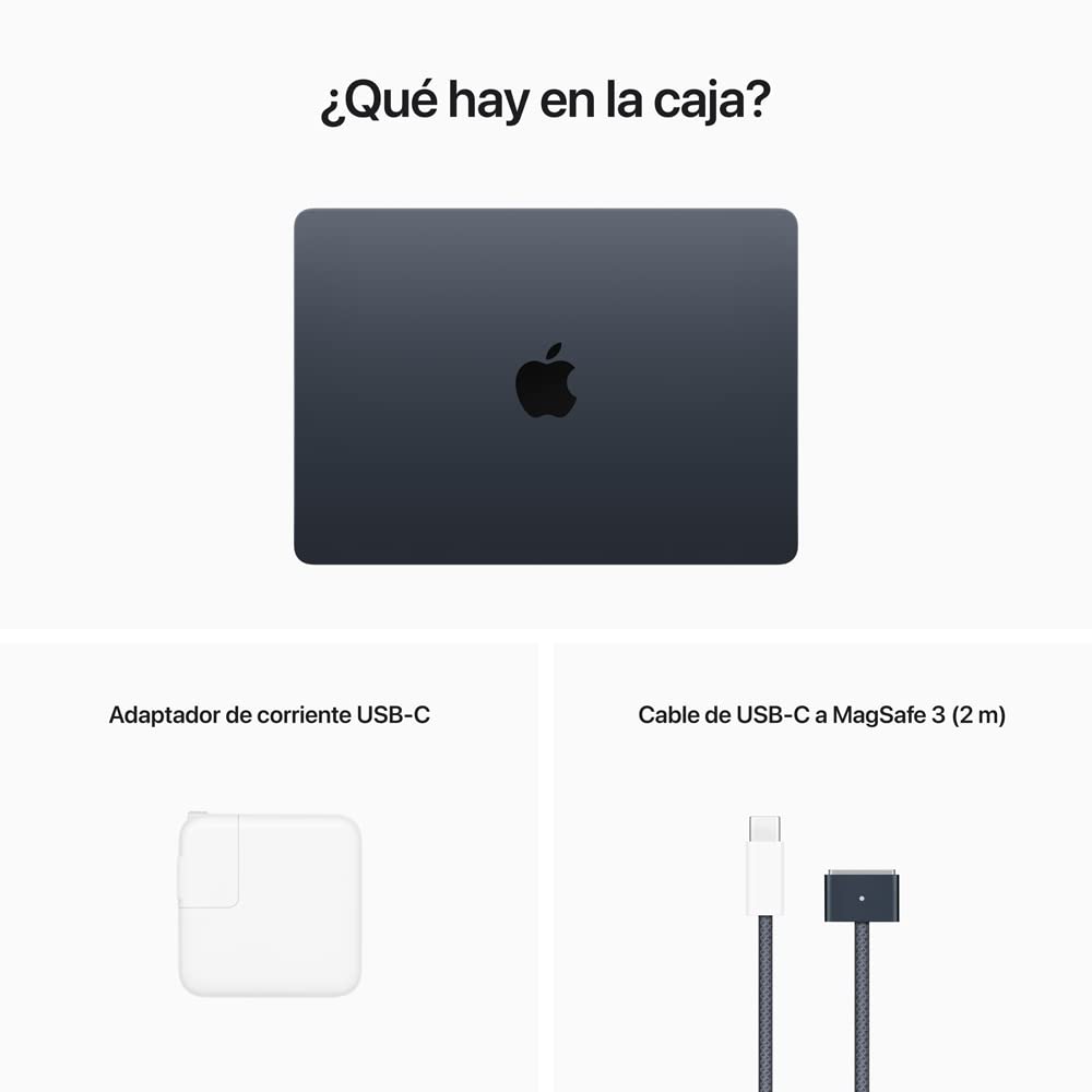 Apple MacBook Air (13.6 Pulgadas, 2022) con Chip M2, 24 GB RAM, 512 GB SSD, CPU de 8 núcleos/GPU de 10 núcleos - Medianoche