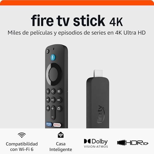 Amazon Fire TV Stick 4K (modelo más reciente), compatible con Wi-Fi 6, Dolby Vision/Atmos