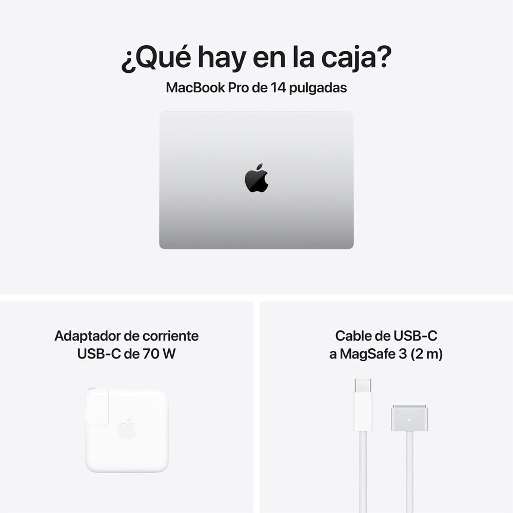 Apple 2026 MacBook Pro (de 14 Pulgadas, Chip M5 Pro de Apple con CPU de 15 núcleos y GPU de 16 núcleos, 24GB Memoria unificada, 1 TB) - Color Plata