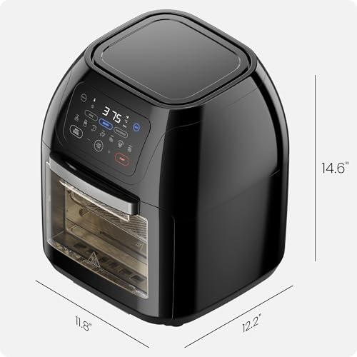 Chefman - Freidora digital multifuncional + asador, deshidratador, horno de convección, 17 preselecciones en pantalla táctil para freír, asar, deshidratar y hornear accesorios incluidos, L 10L, negro