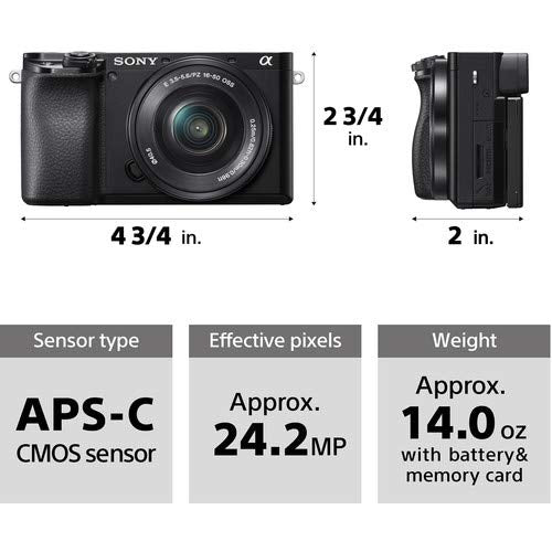 Sony Alpha A6100 Cámara sin Espejo con Lentes de Zoom de 16-50 mm y 55-210 mm, ILCE6100Y/B, Color Negro