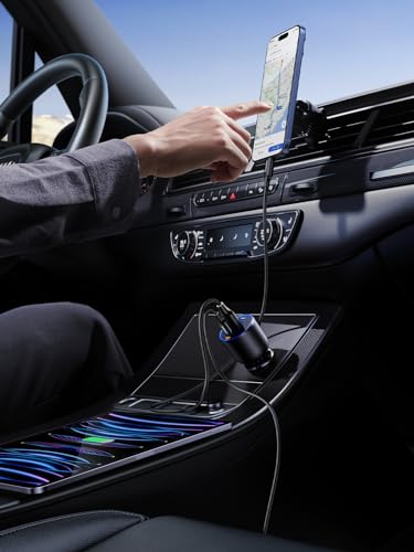 UGREEN 130W Cargador de Coche USB C con 1M 100W Cable USB C, Adaptador de Auto Tipo C Carga Rápida PD 3.0 Compatible con iPhone 16 15 14 13 12, Galaxy S25 S24 Ultra, Xiaomi, MacBook Pro Air, iPad Mini