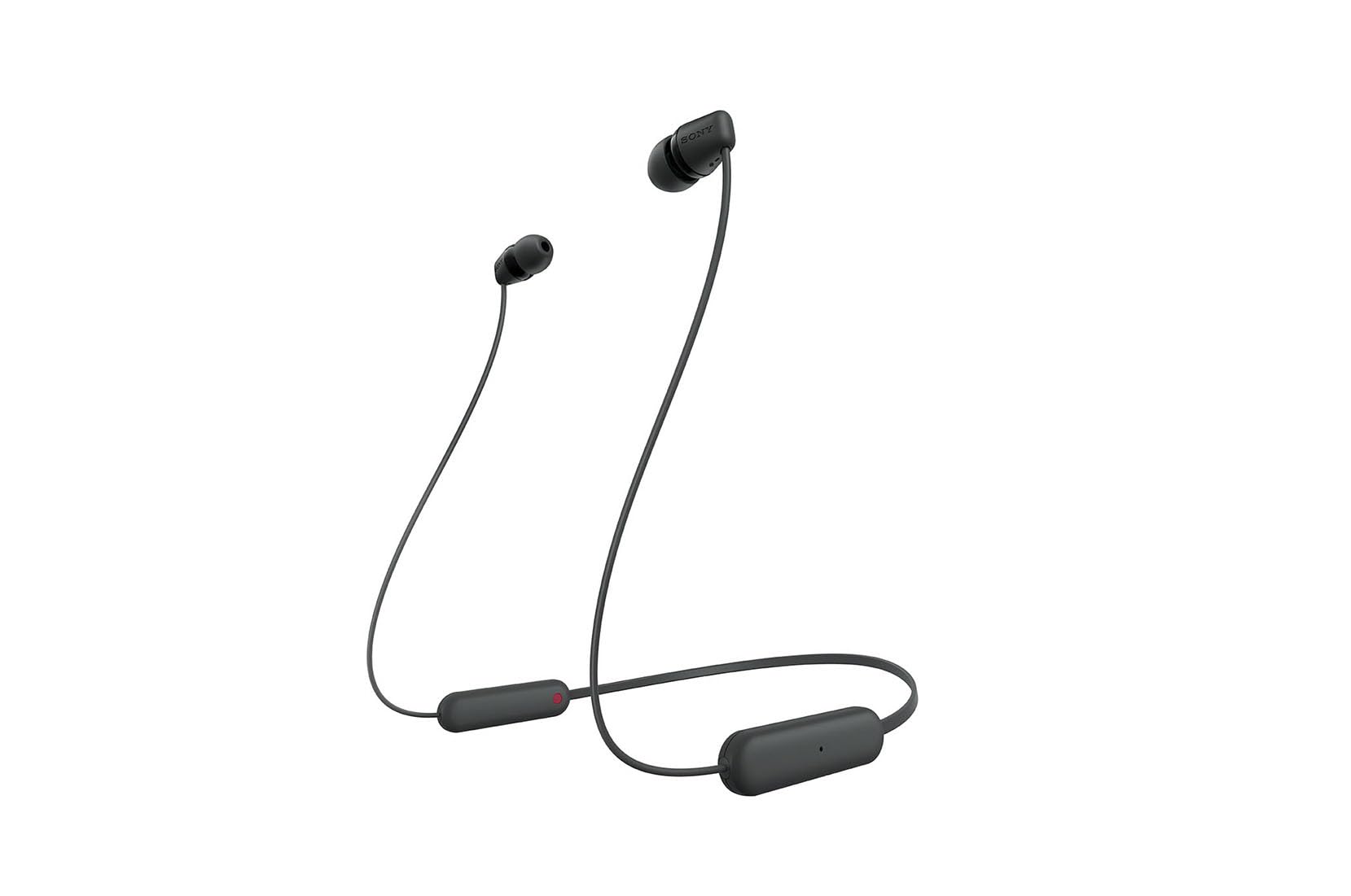 Sony WI-C100 - Audífonos inalámbricos intraauriculares con Banda para el Cuello y micrófono para Llamadas con Manos Libres, Negro, WIC100/B (Versión Nacional)