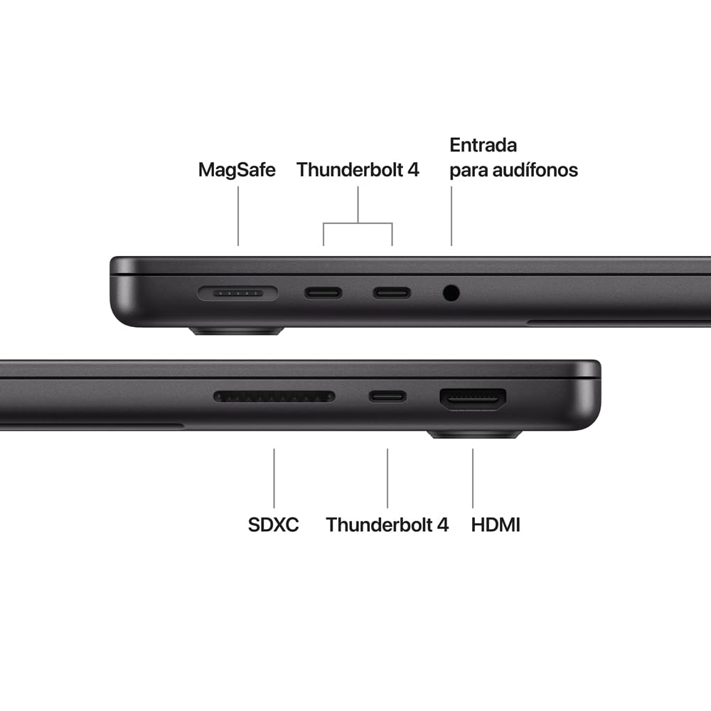Laptop MacBook Pro con Chip M5 de Apple (2025), CPU de 10 núcleos y GPU de 10 núcleos:Pantalla Liquid Retina XDR de 14.2 Pulgadas,24 GB de Memoria unificada, Almacenamiento SSD de 1TB; Negro Espacial