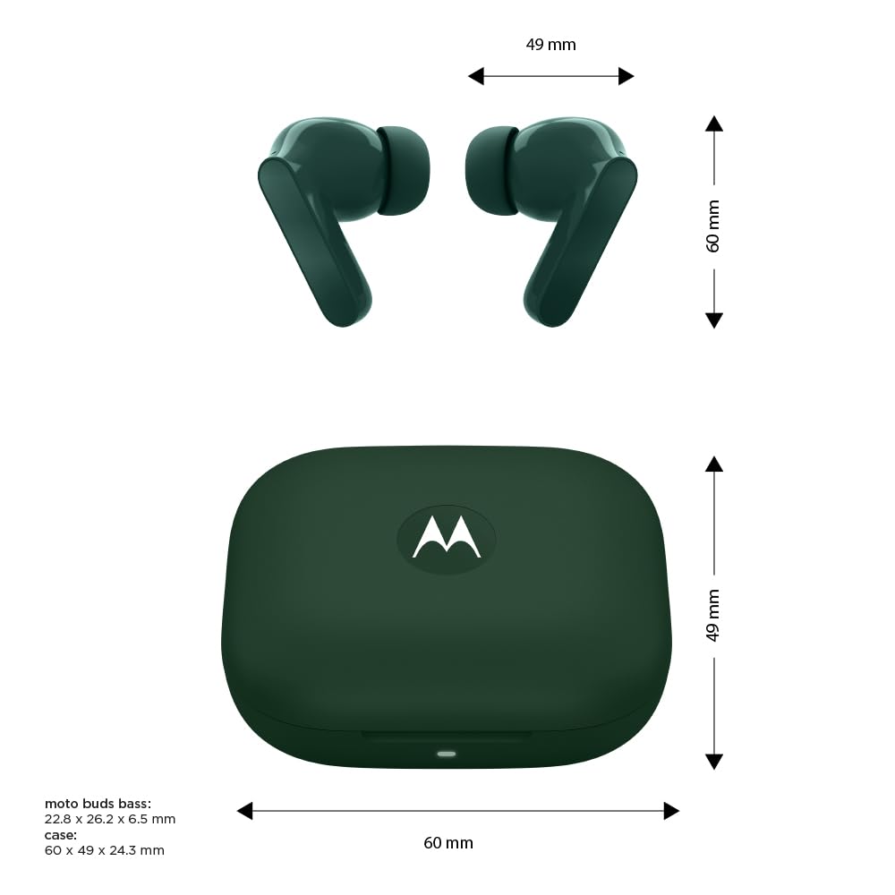 Audífonos Moto Buds Bass, cancelación de Ruido Inteligente, ultraligeros y Repelente al Agua Verde