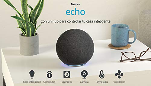 Amazon Echo (modelo más reciente): bocina Alexa con sonido premium, ideal para recámaras grandes, salas y cocinas (negro)