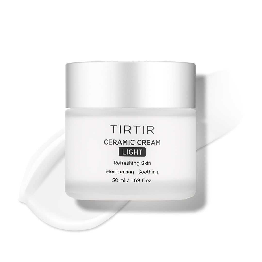 TIRTIR Ceramic Cream Light Refreshing Skin 50 ml - Crema Hidratante Facial Coreana ligera con Acido poliglutámico, betaina y prebióticos - Crema Facial para piel grasa o mixta - Skincare Coreano sin fragancia