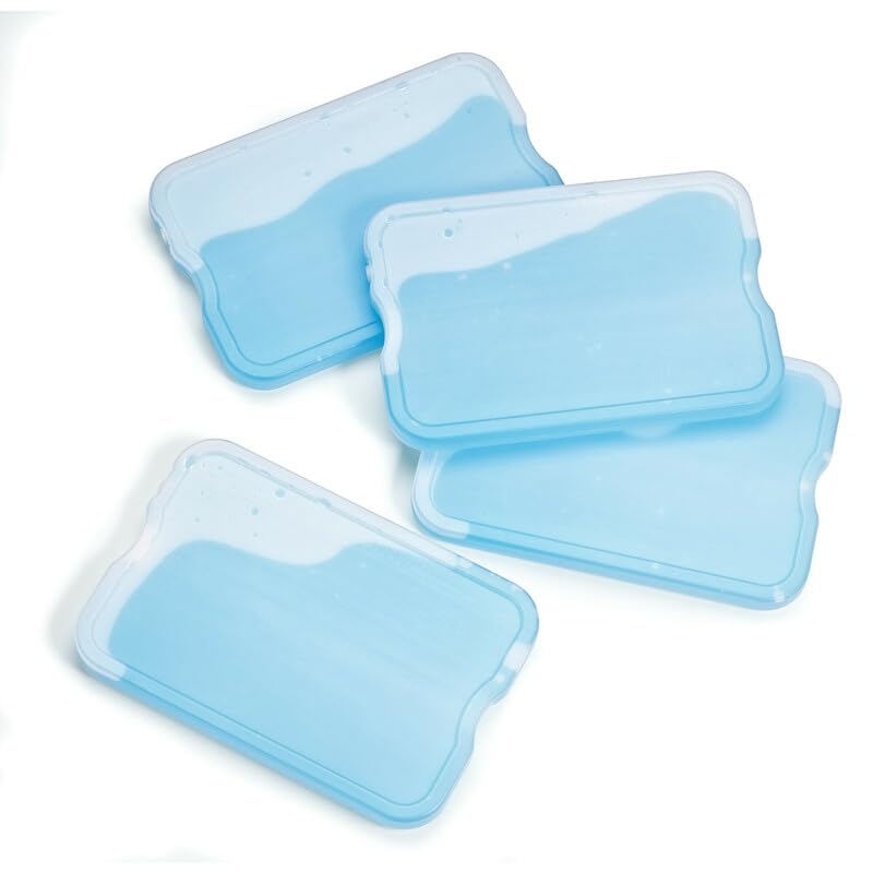 Fit & Fresh - Paquetes de Hielo XL Azul 4pk - Bolsa de Hielo delgada para Fiambrera, 4 Unidades