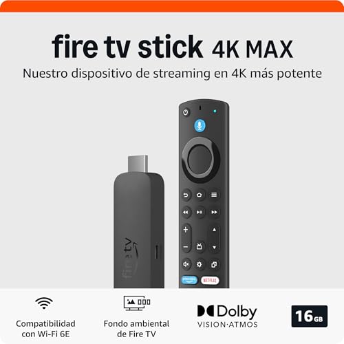 Amazon Fire TV Stick 4K Max (modelo más reciente), compatible con Wi-Fi 6E, fondo ambiental
