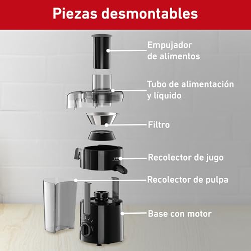 T-fal Extractor de Jugo Frutelia Plus ¡Jugos recién hechos a diario y sin esfuerzo! Obtén lo mejor de las vitaminas y minerales de cada fruta o verdura. Capacidad de 950 ml ZE3708MX