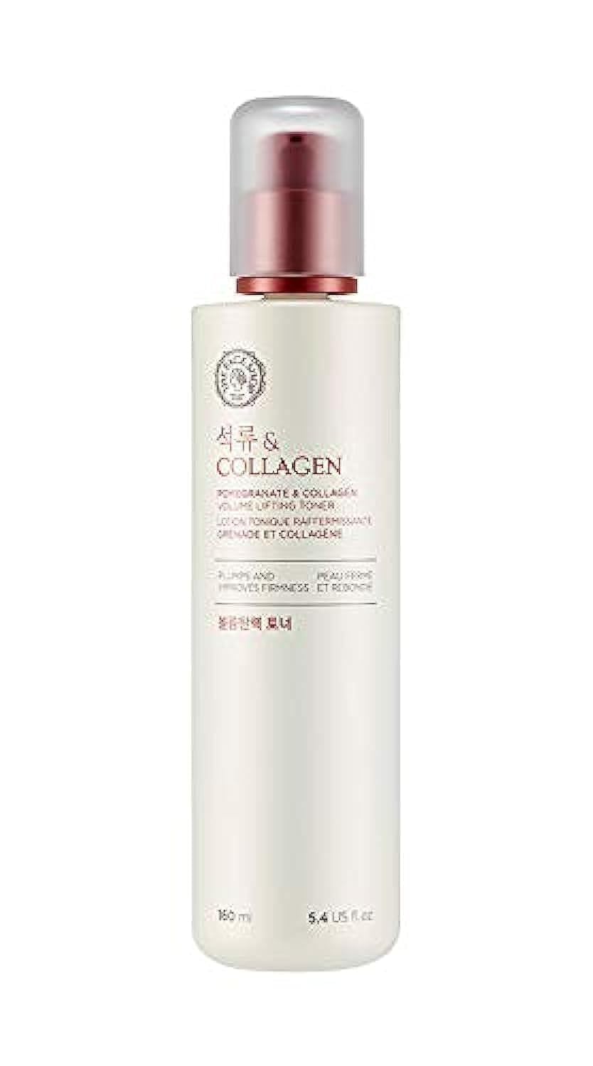The Face Shop Pomegranate & Collagen - Tónico Facial de Granada y Colágeno, 160 ml - Tónico reafirmante con efecto lifting y glow - K-beauty coreano original para una piel elástica y joven