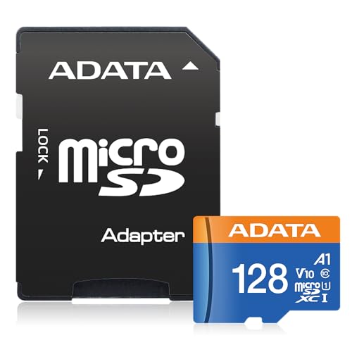 ADATA 128 GB Tarjeta de Memoria Micro SDXC con Adaptador Color Negro con Azul A1 (Clase 10)
