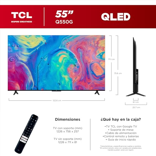 TCL Televisión Pantalla 55 Pulgadas Google TV 4K UHD 55Q550G