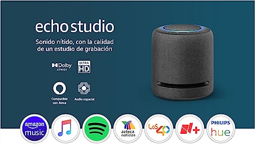 Amazon Echo Studio (modelo más reciente): nuestra bocina Alexa con mejor sonido, ideal para salas y otros espacios grandes (negro)