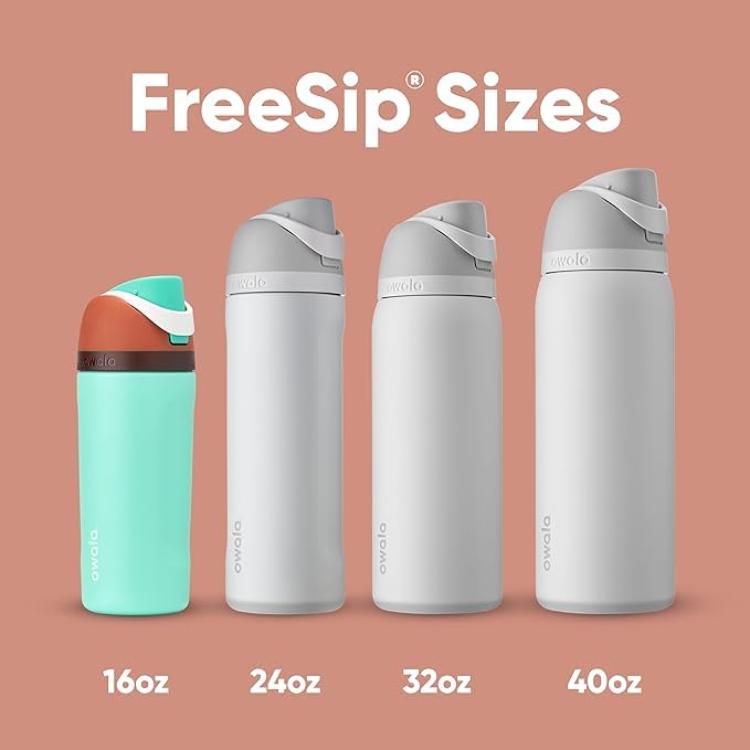Owala FreeSip - Botella de agua aislada de acero inoxidable con pajita para deportes y viajes, sin BPA, 40 onzas, campo de ensueño