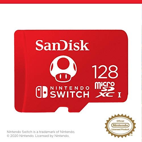 SanDisk Sandisk SDSQXAO-128G-GNCZN Memoria Microsdhc/Sdxc Nintendo Switch 128Gb U3 C10 Máx. 100/90Mb/S Lec/Esc, Rojo/Blanco