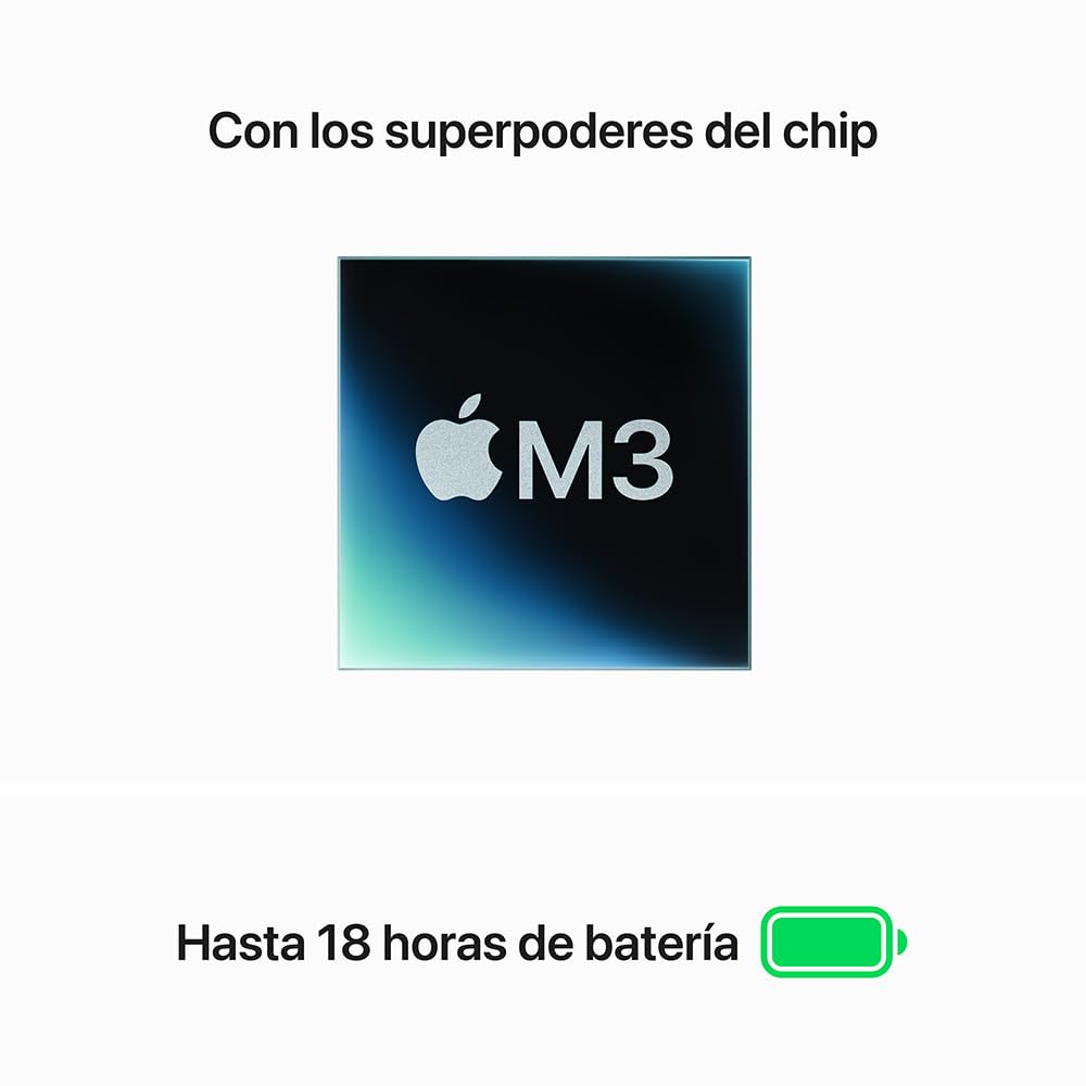 Apple 2024 MacBook Air (de 15 Pulgadas, Chip M3 de Apple con CPU de 8 núcleos y GPU de 10 núcleos, 8GB Memoria unificada, 512 GB) - Blanco Estelar