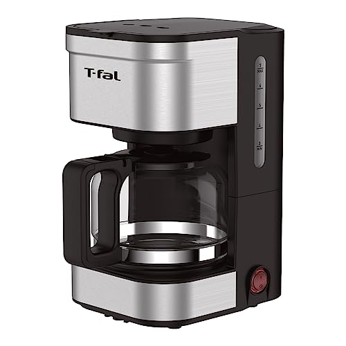 T-fal Cafetera Elegance de Filtro Permanente Lavable, capacidad para 7 tazas de café con jarra de vidrio y sistema antigoteo CM223DMX
