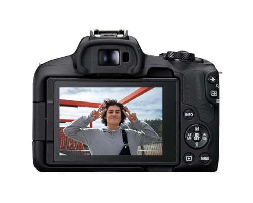 Canon EOS R50 Cámara de vlogging sin Espejo (Negro) con RF-S18-45mm F4.5-6.3 es Lente STM, 24.2 MP, Video 4K, detección y Seguimiento de Temas, Compacto, conexión de Smartphone, creador de Contenido