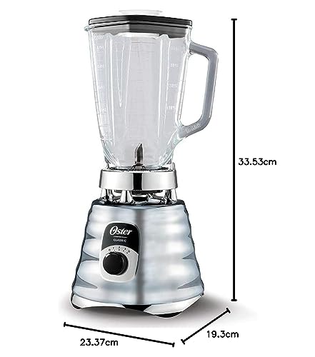 Oster Licuadora Clásica Cromada, con Perilla Ergonómica, de 3 Velocidades, Color Cromo, BLST4655-013