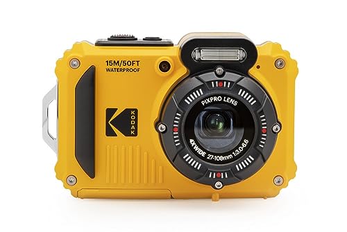 KODAK PIXPRO WPZ2 - Cámara Digital WiFi Resistente al Agua, a Prueba de Polvo, 16 MP, Zoom óptico 4X, 1080P, Full HD, Video, vlogging, LCD de 2.7 Pulgadas (Amarillo)