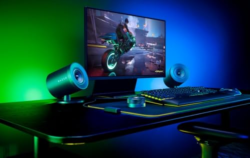 Razer Bocinas Para PC Nommo V2, Audio Espacial THX, Subwoofer 5.5" ,Para Una Experiencia Sonora Envolvente-Bocinas para laptop , RGB Chroma gamer (Reacondicionado)