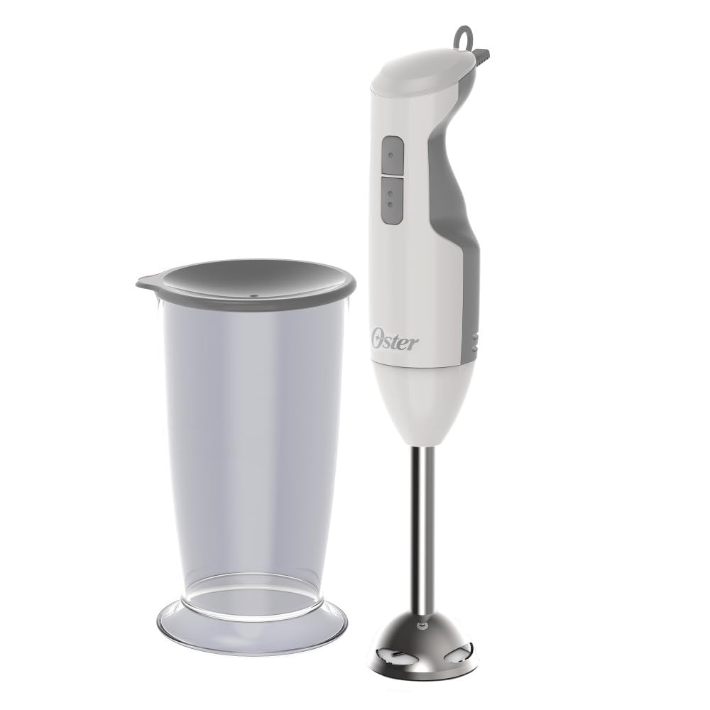 Oster® Batidora de inmersión blanca, con función turbo y eje de acero inoxidable