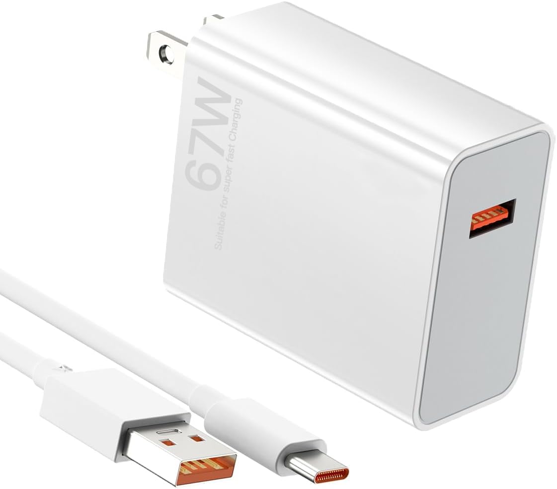 ZSYSKELI 67W Cargador USB C Carga Rapida Compatible para Xiaomi 11T 12 13T 14, Redmi Note 13 12 Pro,Cargador Ultra Rapido Turbo Adaptador y Cable USB a USB C 1.5M para Xiaomi Poco X6 X5 Pro F4 X4