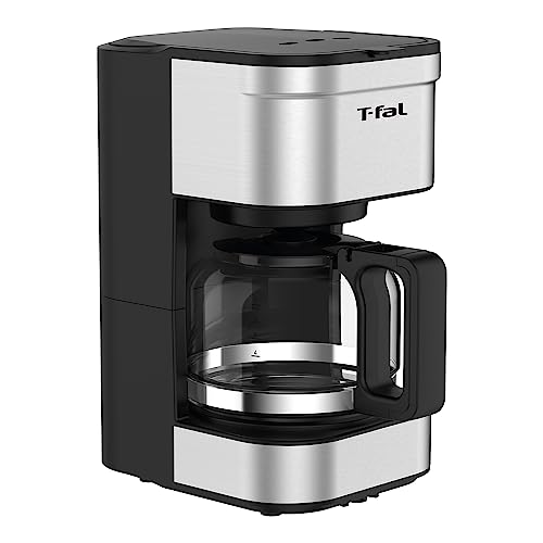 T-fal Cafetera Elegance de Filtro Permanente Lavable, capacidad para 7 tazas de café con jarra de vidrio y sistema antigoteo CM223DMX