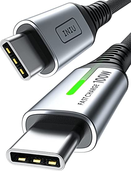 INIU Cable USB C a USB C 100W, 2m Cable USB C PD 5A QC 4.0 Carga Rapida, Cargador USB Tipo C Nylon para iPhone 16 15 MacBook Pro 2020 Samsung S23 Ultra S22 iPad Air Google Pixel Switch Steam Deck