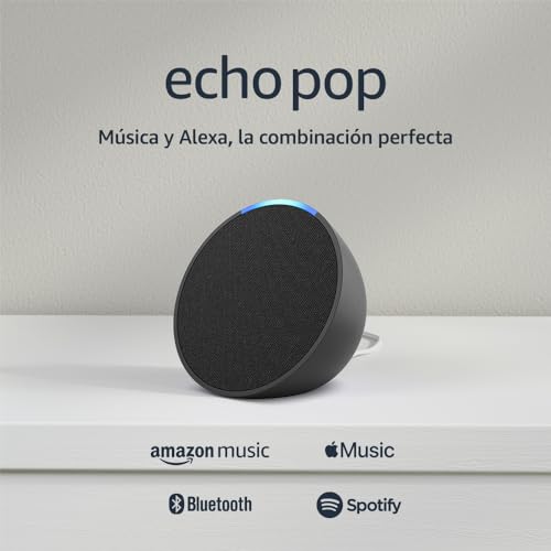 Amazon Echo Pop (modelo más reciente): nuestra bocina más pequeña que se adapta a cualquier habitación (negro)