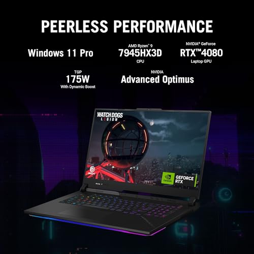ASUS ROG Strix Scar 17 X3D (2024) Laptop para juegos, 17.3 pulgadas WQHD 240Hz/3ms, pantalla 100% DCI-P3, GeForce RTX 4080, AMD Ryzen 9 7945HX3D, 32GB DDR5, 1TB PCIe SSD, Wi-Fi 6E, Windows 11 Pro, G73