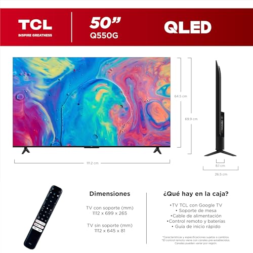 TCL Televisión Pantalla 50 Pulgadas Google TV 4K UHD 50Q550G