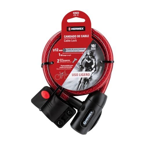 Hermex CB-12, Candado de cable con llave, 12 mm X 1.0 m