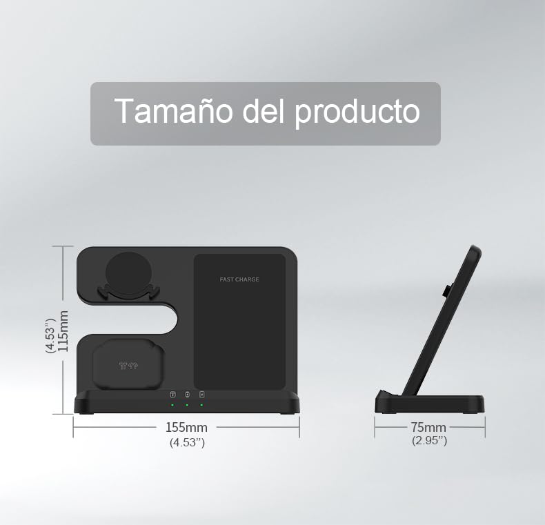 Cargador Inalámbrico 3 en 1 para Samsung/iPhone, Cargador para Samsung S24/S23 Ultra/S22 Ultra/S23/S23+/Z Fold 4/Flip 4/S22, Cargador para Galaxy Watch 6/5/5 Pro/4, Estación de Carga Buds (Negro)