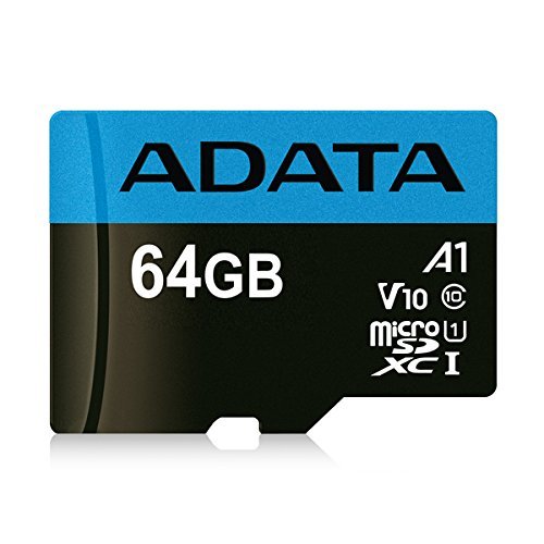 ADATA 64 GB Tarjeta de Memoria Micro SDXC con Adaptador Color Negro con Azul A1 (Clase 10)