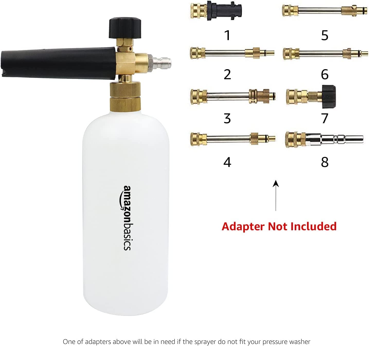 Amazon Basics Cañón de Espuma con Conector Rápido para Lavadora a Presión DS-CW13 1 L
